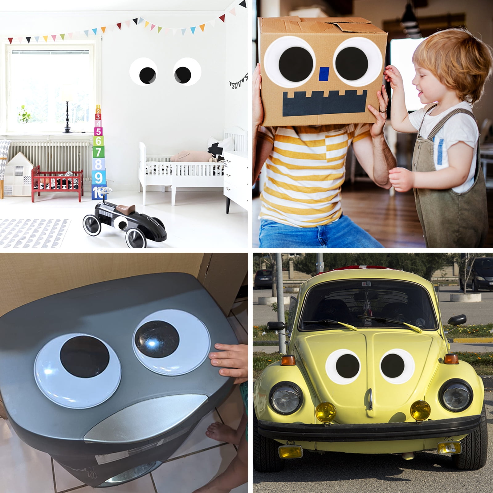 Benvo 7 inch Giant Googly Eyes Self Adhesive 18cm Big Wiggle Eyes Large Sticky Eyes for Party Decorations Refrigerator Door Christmas Trees Lawns Car