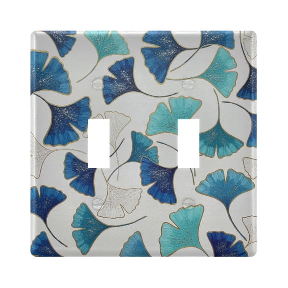 Light Switch Cover Gold Teal Ginkgo Leaves Plates Faceplate Decorative Switch Plate for Bedroom Home Decor