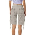 thumbnail image 2 of Hvot&aat Women's Twill Cargo Shorts Solid Color Stretched Versatile Casual Pants Bermuda Shorts, 2 of 5