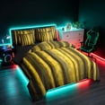 thumbnail image 2 of Manfei Pixel Vertical Streak King Bedding, Yellow Block King Bed in a Bag, Yellow Black, Black Reversible 7 Pieces, 2 of 6