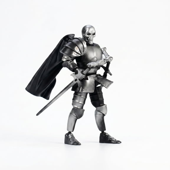 Halloween Multi Articulated Skeleton Knight Action Figure, 4 Colors Medieval Undead Warrior with Interchangeable Weapons & Armor, Posable Collectible Model for Display