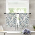 thumbnail image 3 of Blue Leaf Semi Sheer Curtains 45 Inch Length 2 Panels Set, Farmhouse Purple Fruit Nature Branch Plant Sheer Kitchen Curtain Privacy Voile Window Curtain for Living Room Bedroom Rod Pocket Drapes, 3 of 7