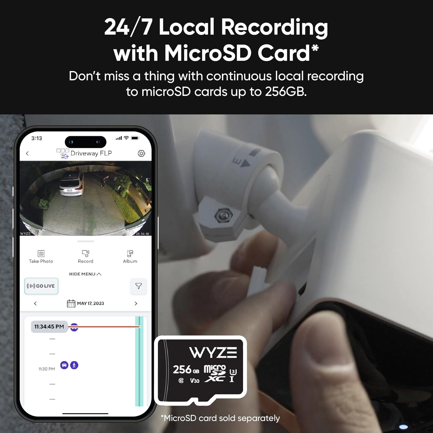 Restored WYZE Floodlight Camera Pro, 3000-Lumen LEDs, 180° Wide View, 2K HD Outdoor Security Camera, Motion Detection, 105dB Siren, Cloud & Local Storage, Color Night Vision, Wired (Refurbished)
