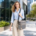 thumbnail image 6 of Insulated Lunch Bag, Picnic Bag, Lunch Bag with Shoulder Strap, Dual Compartment Two Layer Soft Cooler, Waterproof Reusable Picnic Tote Bag, 10X7X11 Inch Gray Oxford Fabric Tote, 6 of 7