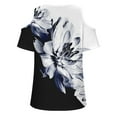 thumbnail image 4 of Patlollav Plus Size Women V-Neck T-Shirt Loose and Comfortable Casual Off Shoulder Blouses, 4 of 6