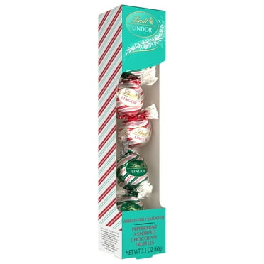 Lindt LINDOR Holiday Assorted Peppermint Chocolate Candy Truffles Favor Gift, 2.1 oz.
