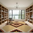 thumbnail image 2 of ODIKA 9'x12' Washable Area Rug Low Pile, Flatwoven, Farmhouse Interlocking Diamonds Southwestern Stepped Border Arae for Great Room, Indoor Concept, Large Living, 2 of 7