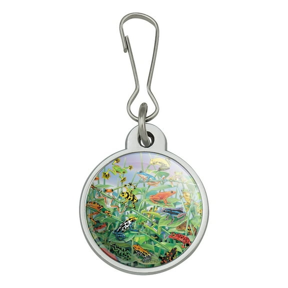 Colorful Rainforest Tree Frogs Just Hanging Around Jacket Handbag Purse Luggage Backpack Zipper Pull Charm