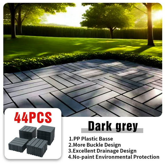 Interlocking Deck Tiles - Waterproof, Non-Slip, All-Weather Outdoor and Indoor Patio Flooring - Sleek Wood Grain Design Great for Patios, Balconies