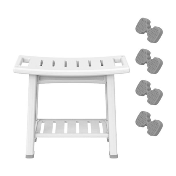 Banco de ducha, taburete, asiento de baño, cambiador de zapatos, regalo con estante de almacenamiento para Blanco