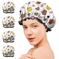thumbnail image 7 of Shower Caps,Colorful Softball and Fashion Icons Pattern Waterproof Shower Cap for Women 4 Pieces,Double Reusable Hair Cover for Shower PEVA Elastic Stretch Hem, 7 of 7