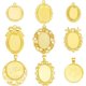 thumbnail image 1 of 40Pcs 9 Styles Tibetan Style Pendant Cabochon Settings Mixed Shapes Golden Tray: 18~25x13~25mm 30~45x23~36x2~6.5mm Hole: 2~6x2~7mm 4pcs/style, 1 of 4