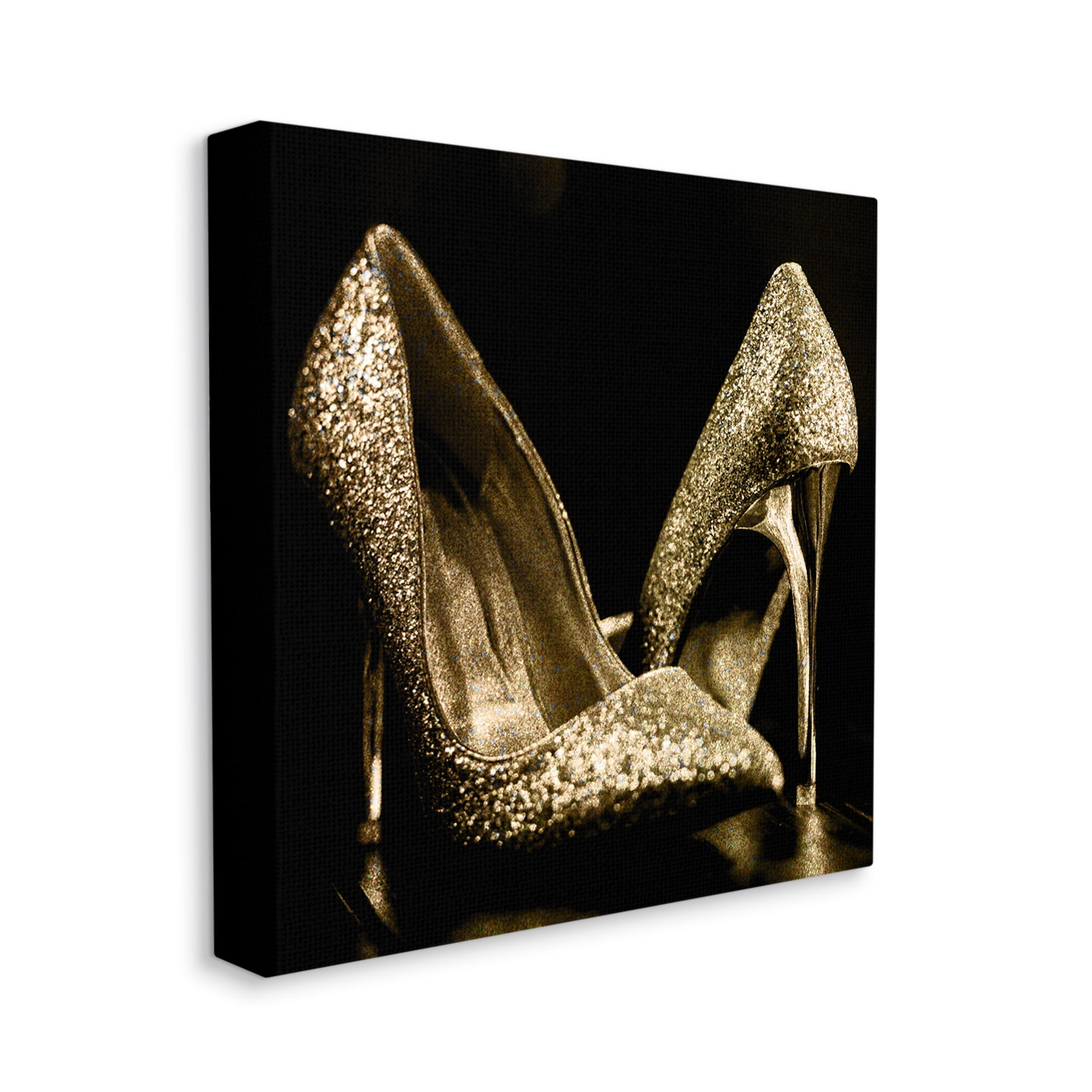 Stupell Industries Dark Glam Shoes Photography Beauty & Fashion Photography Gallery Wrapped Canvas Art Print Wall Art, 17 x 17