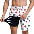 thumbnail image 4 of Miqool Men's 2 in 1 Swim Trunks with Compression Liner, Quick Dry Beach Shorts with Pockets, Summer Hawaiian Print Bathing Suit for Swimming Surfing, 4 of 9