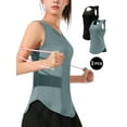 thumbnail image 3 of Hanerdun Womens Workout Yoga Tank Tops Running Athletic Open Back Shirts Activewear 2PCS Black/Green S, 3 of 8