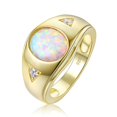thumbnail image 1 of 925 Sterling Silver Retro 14k White Gold Plated Birthstone Rings | Rings For Women, Ring Size: 8, 1 of 4