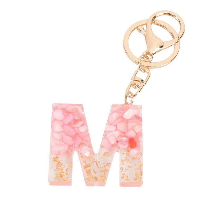 1 Pc Creative Keychain Pendant English Alphabet Design Key Holder Bag Accessories for Key Handbag Decoration (Pink M)