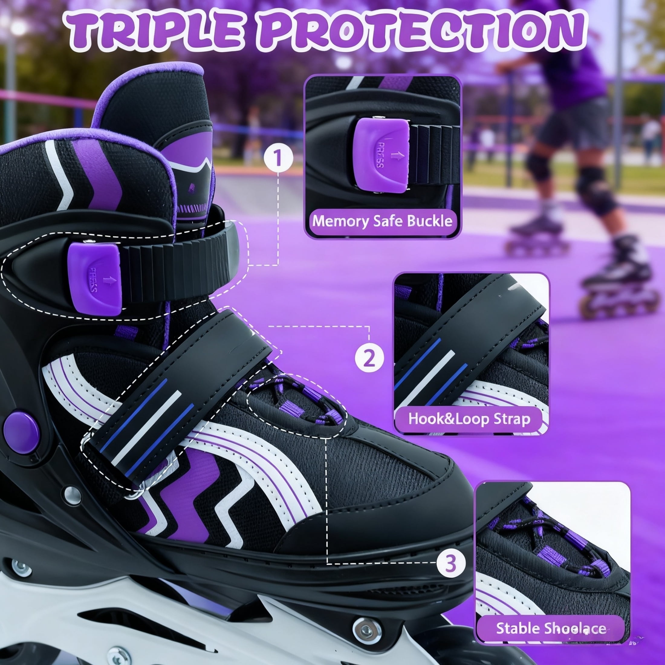 JZY Kids Inline Skates with Light-Up Wheels,4-Size Adjustable & Aluminum Frame Skate for Boys and Girls,Ideal for Beginners Ages 5-12
