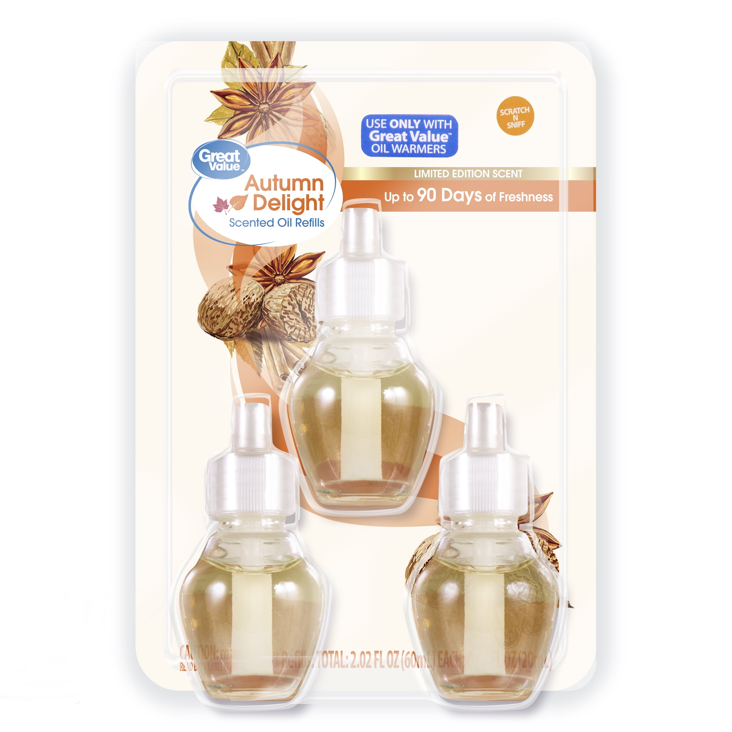 Great Value Plug In Scented Oil Refills, (3 X .67 fl oz), Autumn