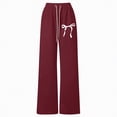 thumbnail image 4 of Ccpelsie Baggy Sweatpants for Girls Spring Wide Straight Leg Loose Fit Casual Pants Elastic High Waist Drawstring Lounge Joggers(Wine,13-14 Years), 4 of 4