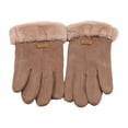 thumbnail image 4 of Guantes de invierno para mujer, resistentes al viento, con forro suave, cálidos, para SMS y pantalla táctil. Caqui, 4 of 9