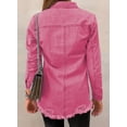 thumbnail image 6 of Chase Secret Women's Button Denim Jacket Distressed Ripped Long Sleeve Jean Coat Petite, 6 of 6