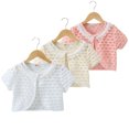 thumbnail image 4 of WIBACKER 1-8T Toddler Kid Knit Cardigan Shrug Girls Short Sleeve Pearl Flower Bolero Shoulder Jacket, 4 of 10