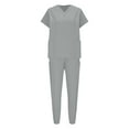 thumbnail image 3 of ZZwxWA Short Sleeve Scrubs for Women Sets Nursing Uniform - Stretch V-Neck Top & Joggers Pants Workwear with Pockets Solid 2 Piece Sets up to 60% Off, 3 of 7