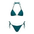 thumbnail image 5 of ClodeEU Women's Plus Size Color Block Halter Neck Bikini Set with Bow ,Loose Fit Sexy Comfortable Two Piece Swimsuit Blue,Womens Plus L, 5 of 6