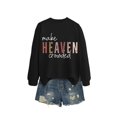 thumbnail image 2 of Women'S Letter Printed Sweater Crew Neck Long Sleeve Pullover Sweaters for Women Black XL, 2 of 5