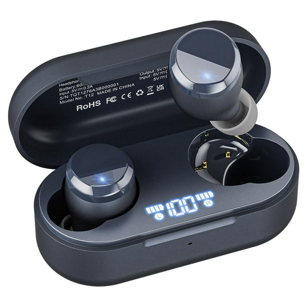 TOZO T12 (Compact Ergonomic Edition) Wireless Earbuds Bluetooth 5.3 Headphones, Call ENC Noise Cancelling Mic, 55Hrs Playtime App Customize EQ IPX8 Waterproof LED Digital Display Premium Sound Headset