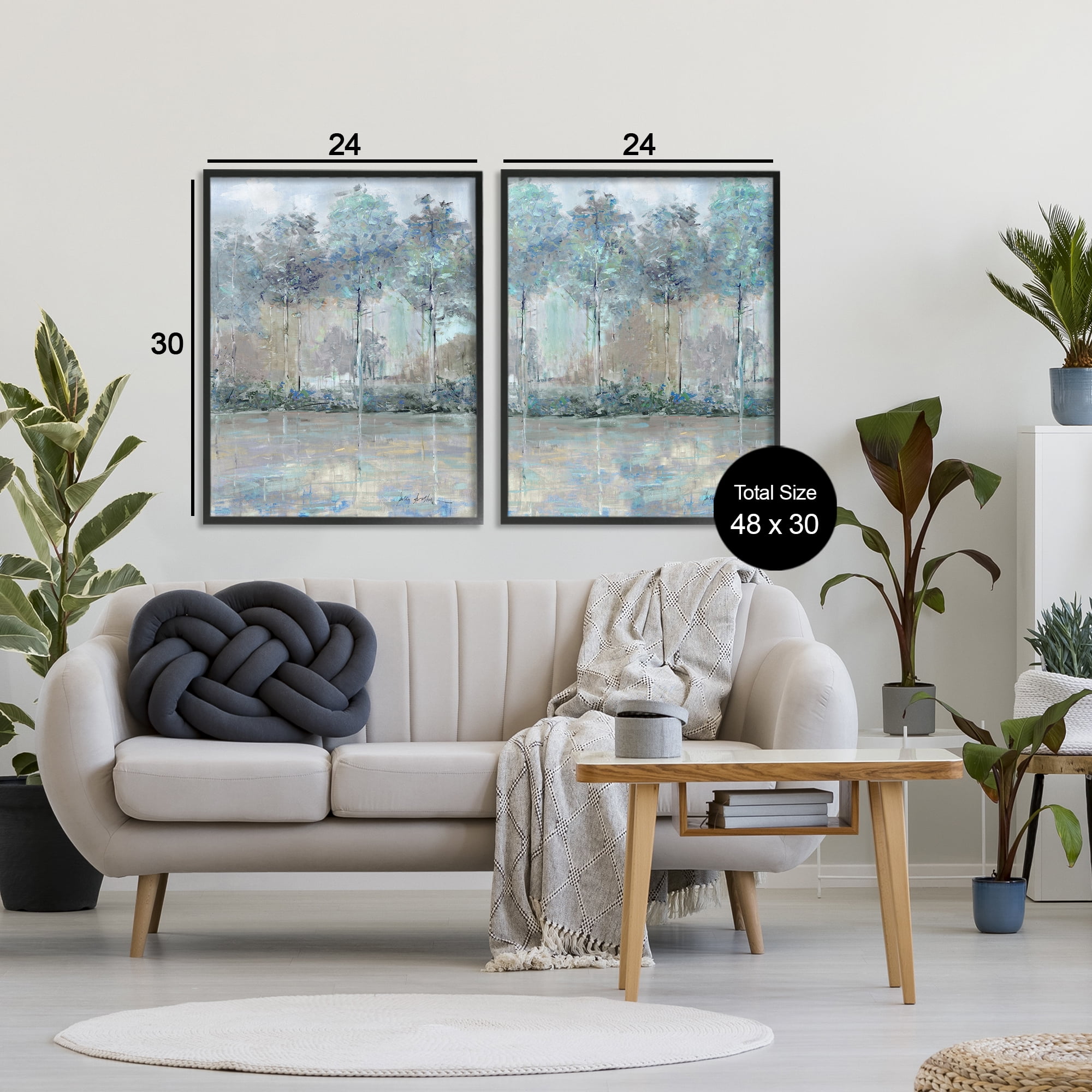 Stupell Industries Subdued Tree Landscape Impression 2 Piece Black Framed Giclee Art Set, design by Sally Swatland