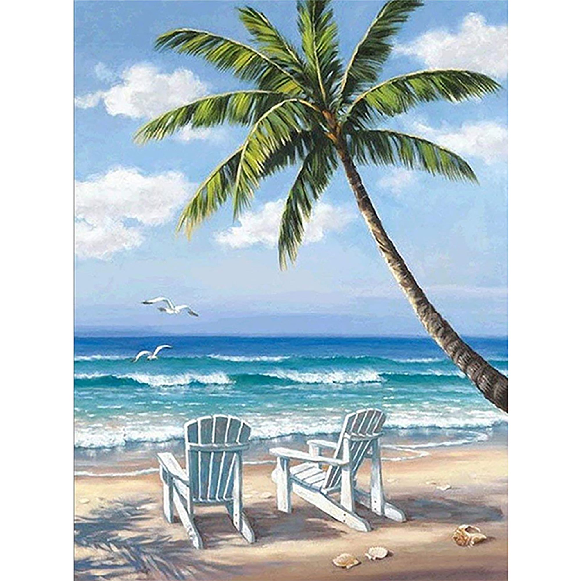 DIY 5D Diamond Painting by Number Kits,Painting Cross Stitch Full Round Drill Embroidery Pictures Arts Home Decor Beach Coconut Tree 11.8x15.7 in by UM UPMALL 