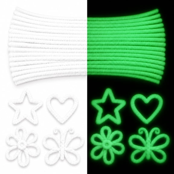 100PCS Glow in The Dark Pipe Cleaners Luminous Pipe Cleaners DIY Art Supplies and Craft Projects Creative Gift
