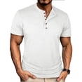 thumbnail image 2 of Dresfit Henley Shirts Men Button Down Solid Tennis Tees Short Sleeve Lightweight Loose Business Tops Cotton Relaxed Fit T Shirts White M, 2 of 6