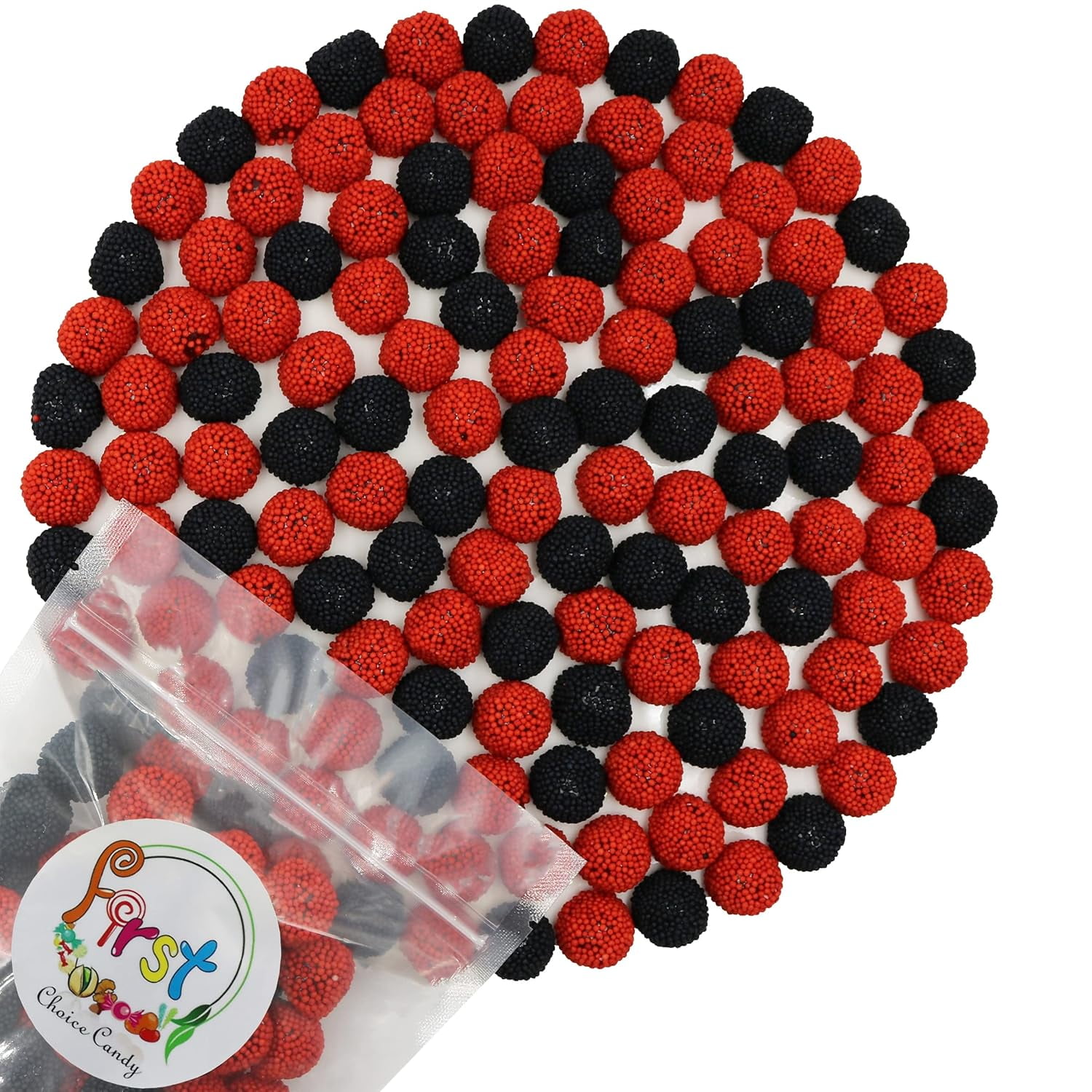 FirstChoiceCandy Red & Black Berries Gummy Fruit Candy (Red Raspberry & Blackberry) - 2 Pound