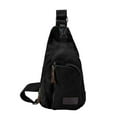 thumbnail image 2 of PULLIMORE Canvas Sling Bag Chest Pack Casual Lightweight Crossbody Backpack for Travel Hiking Cycling (Black), 2 of 9