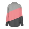 thumbnail image 5 of Womens Long Sleeve Polo Shirts Color Block V Neck Collared, Fall Casual Tunic Tees for Weekend Pink M, 5 of 6