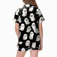 thumbnail image 4 of KPOPLK Silk PJs Kids Girls Satin Pajama Set Halloween Pumpkin Print Short Sleeve Button Shirts and Shorts 2 Piece Sleepwear,Size 10-11 Years, 4 of 5