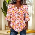 thumbnail image 7 of Hvogkswy Halloween Shirts for Women Button Print 3/4 Sleeve Henley Shirts Loose Comfy Holiday Party Casual Shirt, Gifts for Women, 7 of 7