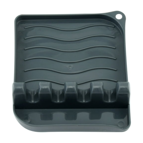 Multifunctional Kitchen Spoon Rest with Drainage and Pot Lid Holder,Space-Saving Organization Rack for Utensils(Gray)