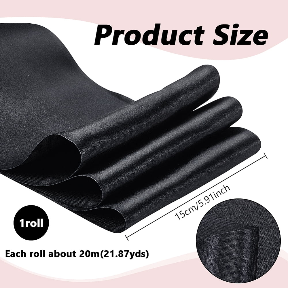 Polyester Ribbon for Party Decor Black 150mm 20m/roll