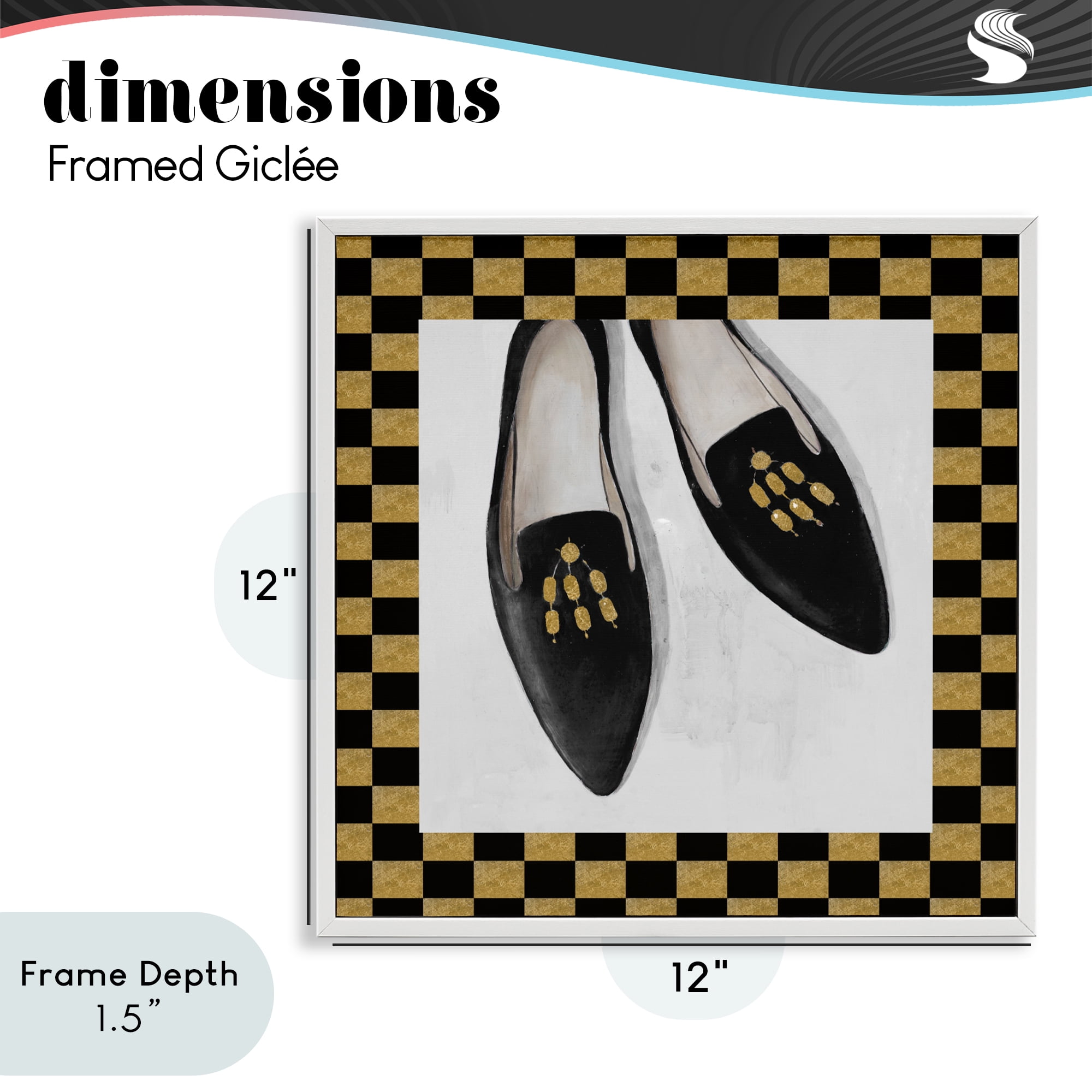 Stupell Industries Luxe Black Flats White Framed Giclee Art, design by Lorenzo Collective