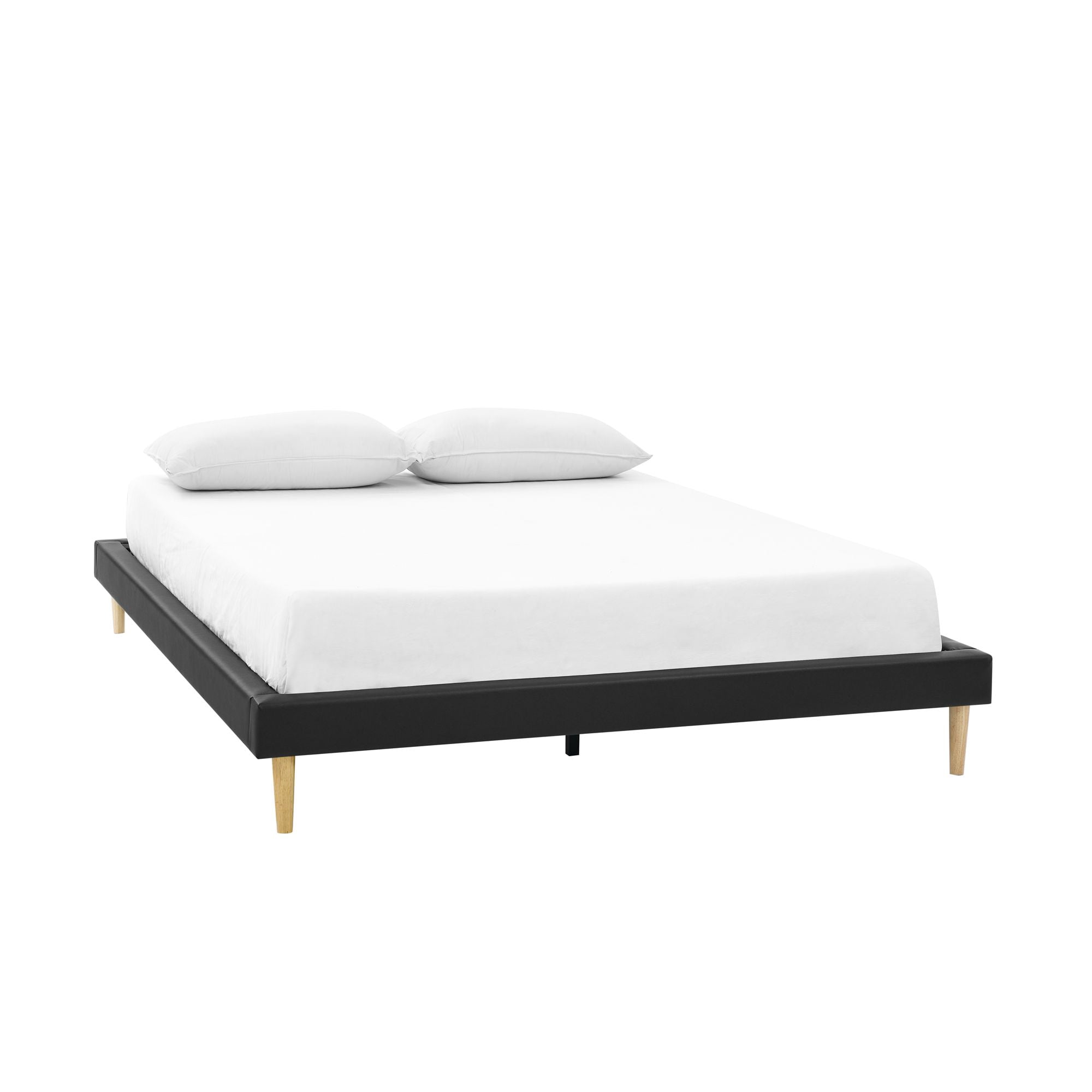 KING Size Platform Bed Frame with Wood Slats Support Waterproof Faux Leather Easy Assembly