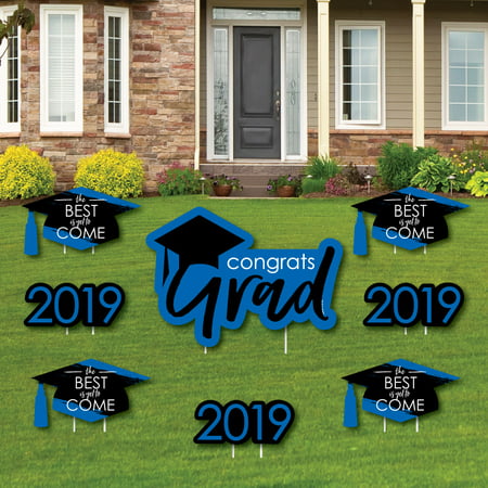 Blue Grad - Best is Yet to Come - Yard Sign & Outdoor Lawn Decorations - 2019 Graduation Party Yard Signs - Set of
