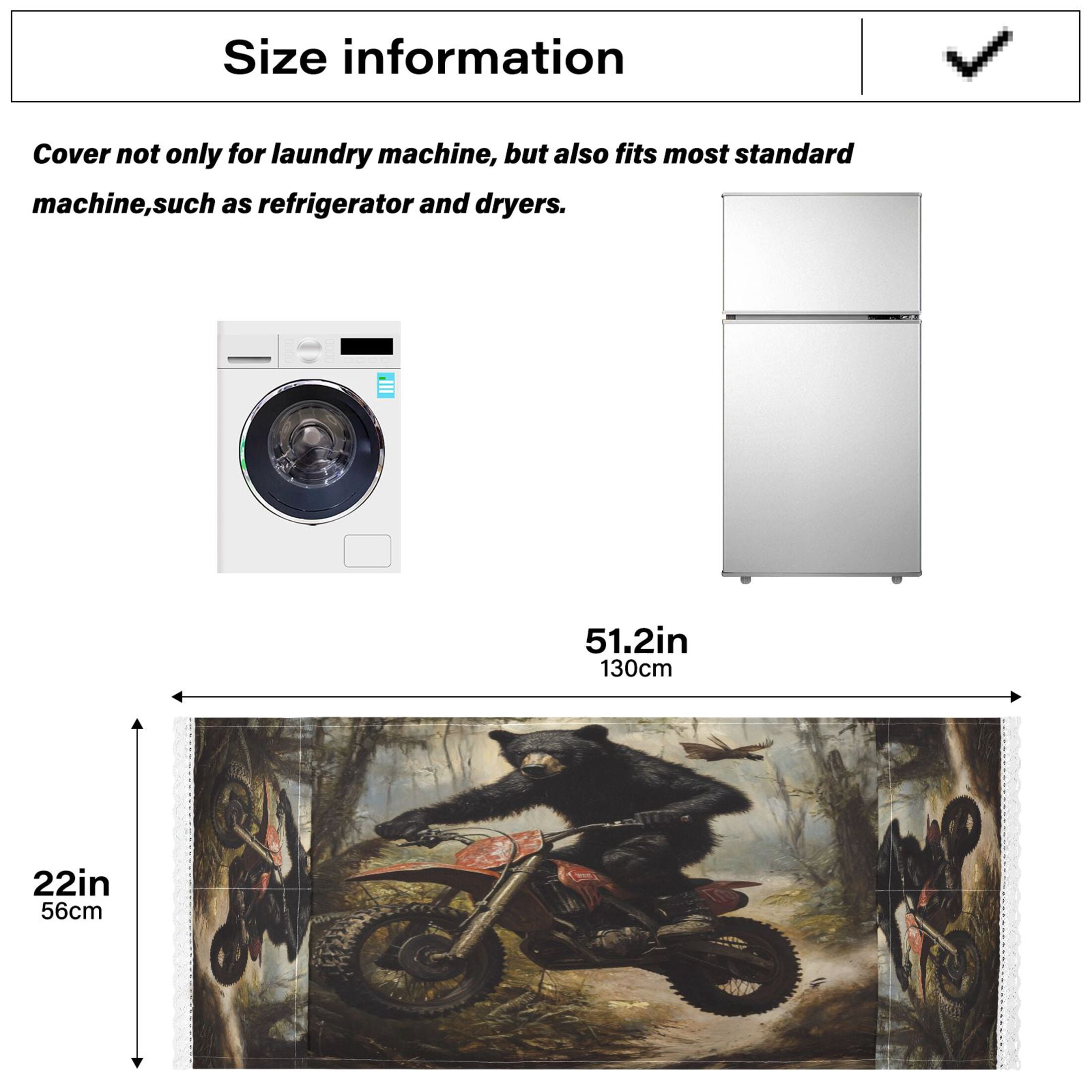 WOBOGO Black Bear Riding A Motocross Bike Washing Machine Cloth Dryer Refrigerator Top Cover Protective Non-Slip Mat For Kitchen Laundry