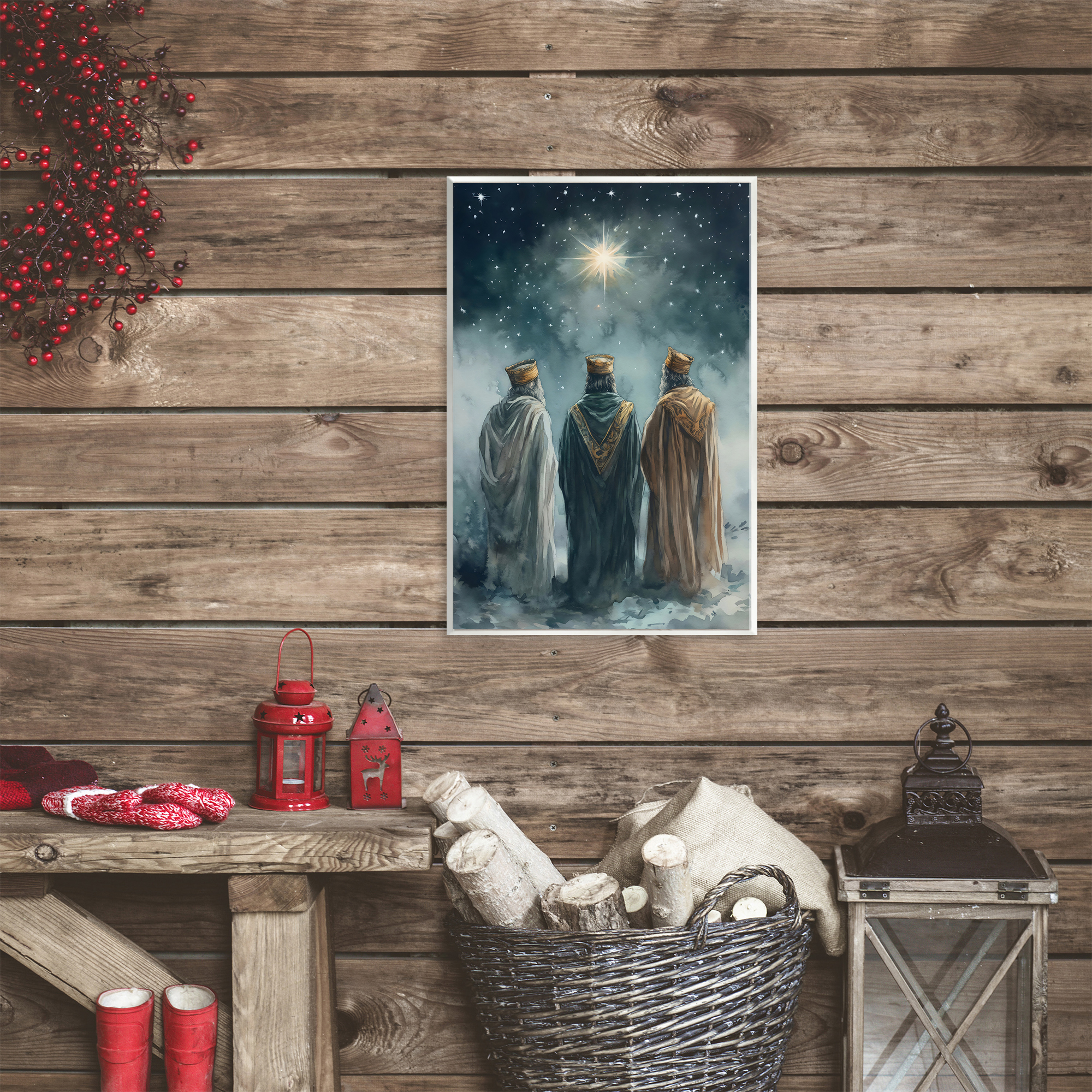 Three Wise Men & North Star Wall Plaque Art, design by Petal Prints Design