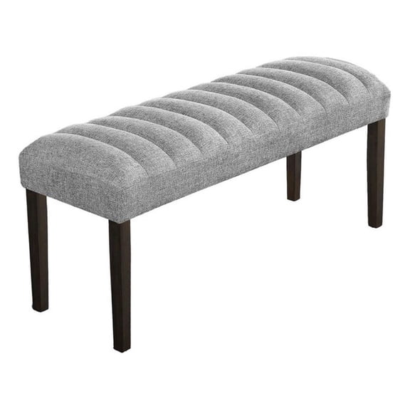 Bowery Hill 22" Upholstered Fabric Dining Bench in Gray/Espresso