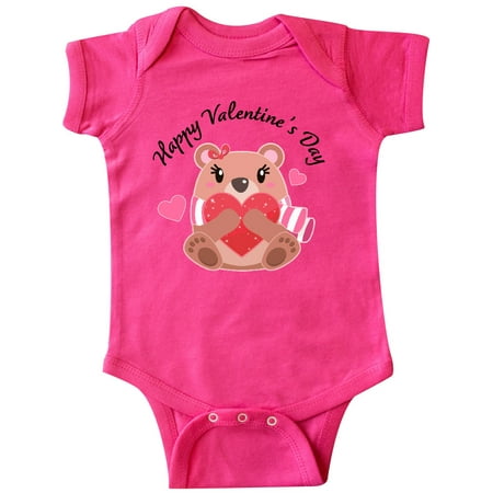 

Inktastic Happy Valentine s Day- cute bear Gift Baby Boy or Baby Girl Bodysuit