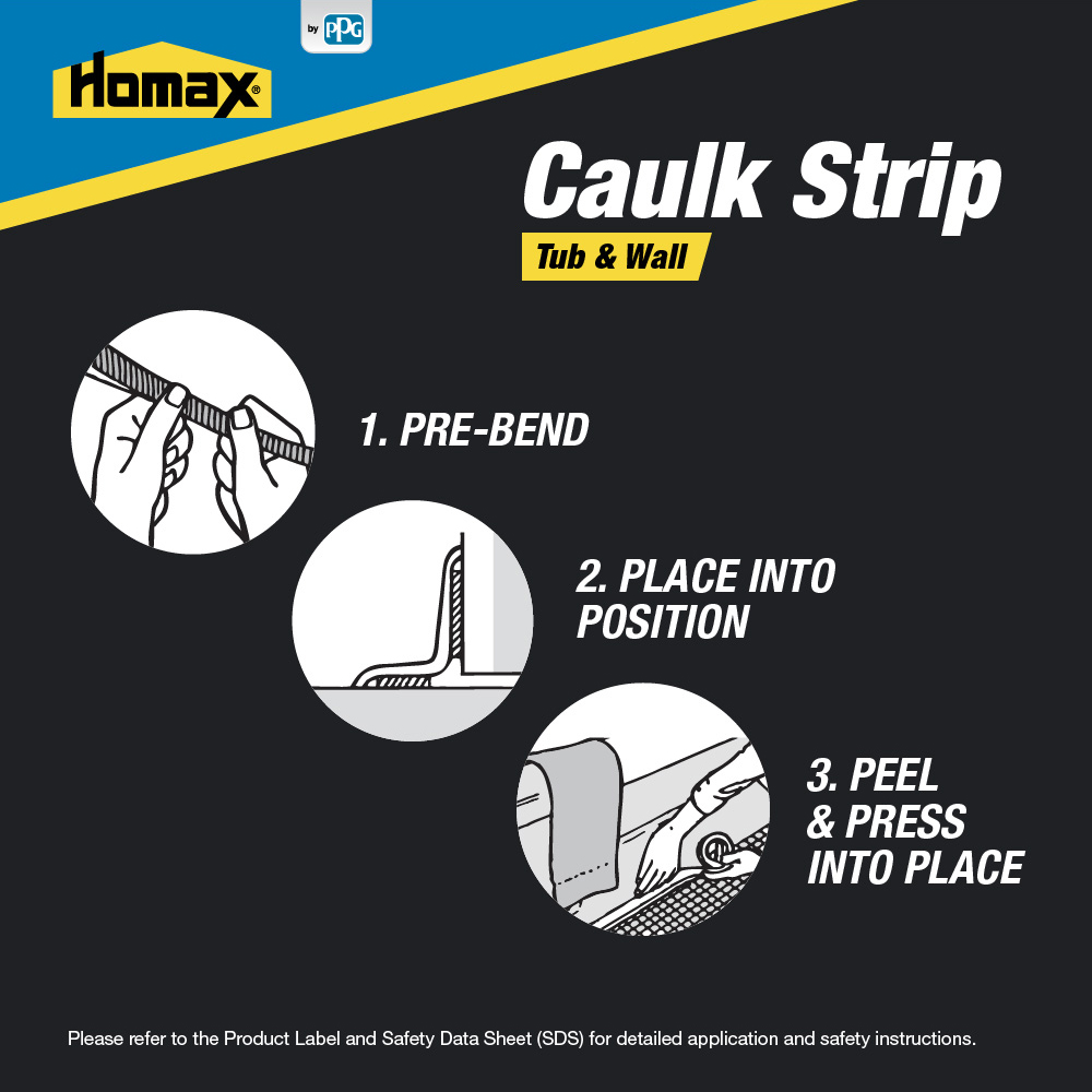 Homax Peel & Stick Caulk Strip for Tub, 1-5/8" x 16' photo 3